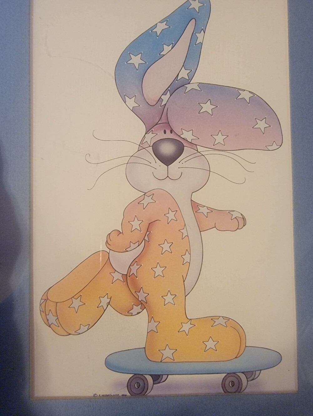 Sgewart Moskowitz Star Rabbit On Skateboard Framed Print 1976 70s Art